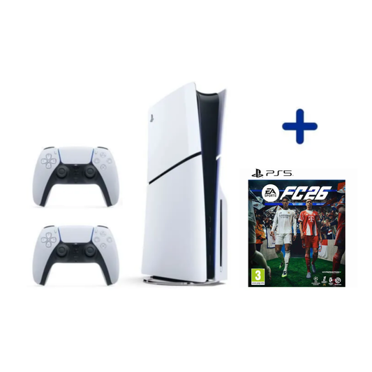 Pack PS5 Standard : Console PS5 (Modèle Slim) + Manette DualSense Blanche + EA FC26