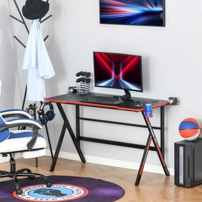 Bureau gaming racing HOMCOM – Plateau en fibre de carbone – Multi-rangements – Noir