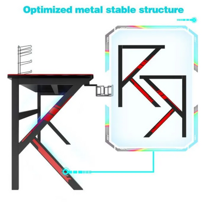 Bureau Gamer SOGESHOME 160 CM avec Tapis de Souris Complet & Gaming Rack/Chargeur à USB – Noir
