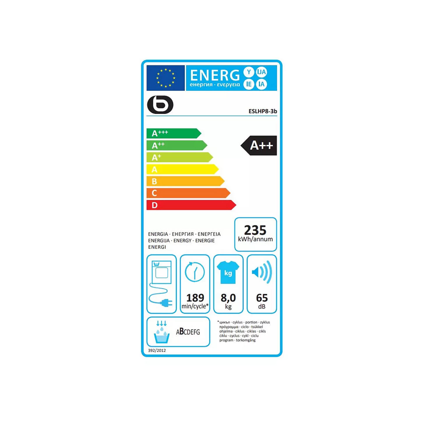 Sèche Linge Pompe à Chaleur – ESSENTIELB – ESLHP8-3b -PRIX USINE